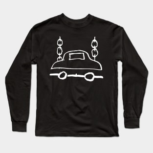 Car with Chains Doodle White Long Sleeve T-Shirt